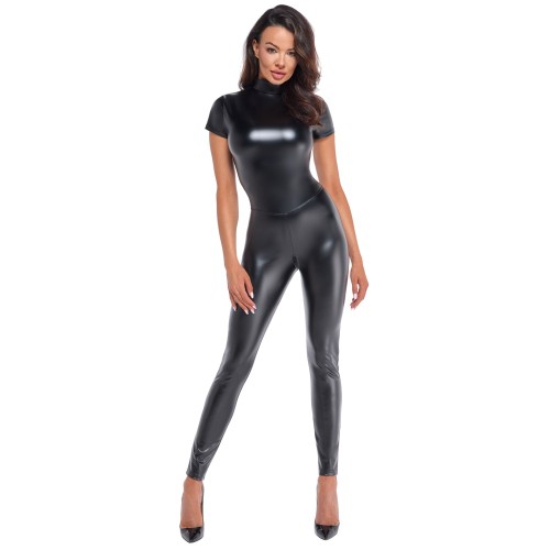abbigliamento BDSM donna-Tuta in Ecopelle con Corsetto posteriore-LaChatte.it