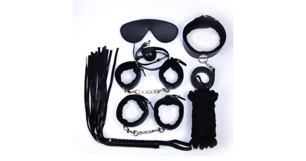 kit bondage e sadomaso-Bondage Set Nero 7 Pezzi-LaChatte.it