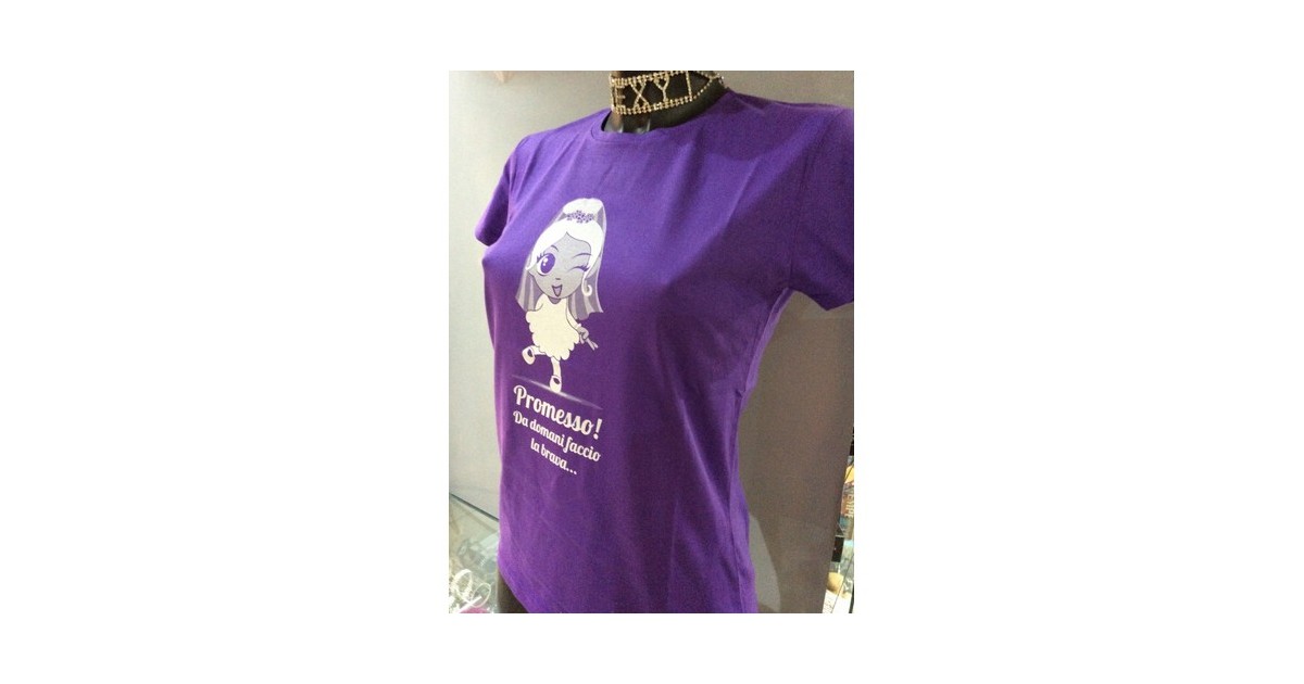 scherzi per lei-TAGLIA S  T-Shirt VIOLA addio al nubilato sposa con velo-LaChatte.it