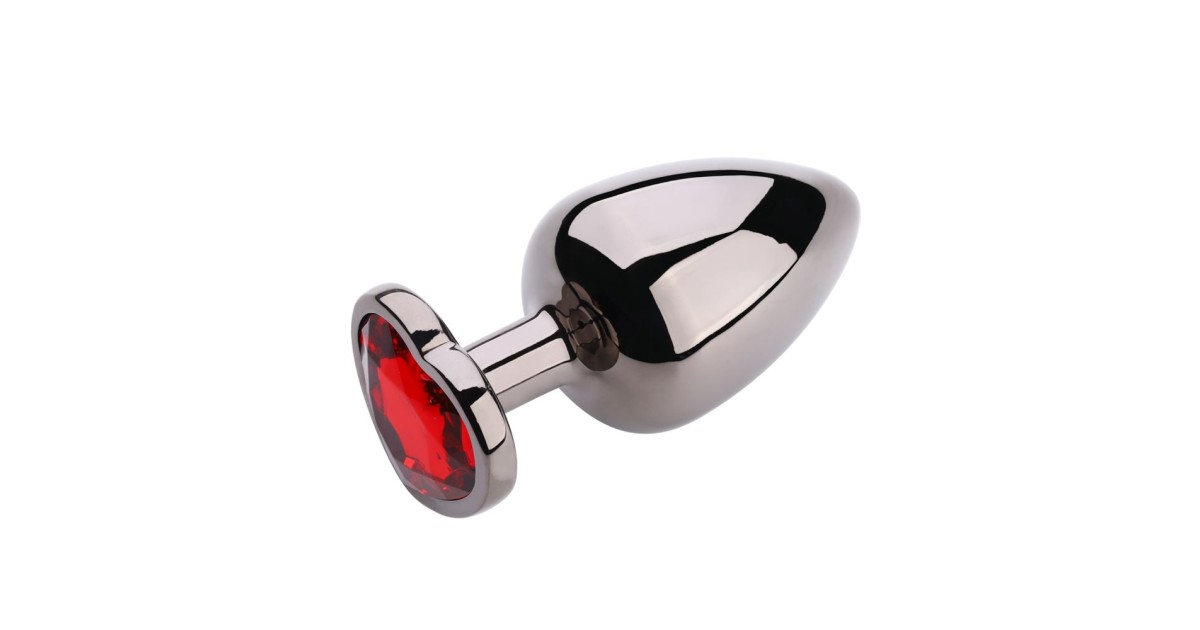 anal bijoux-Heart Shape Anal Plug Black Metallic S Red-LaChatte.it