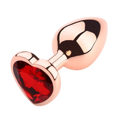 Heart Shape Anal Plug Rose Gold S Red