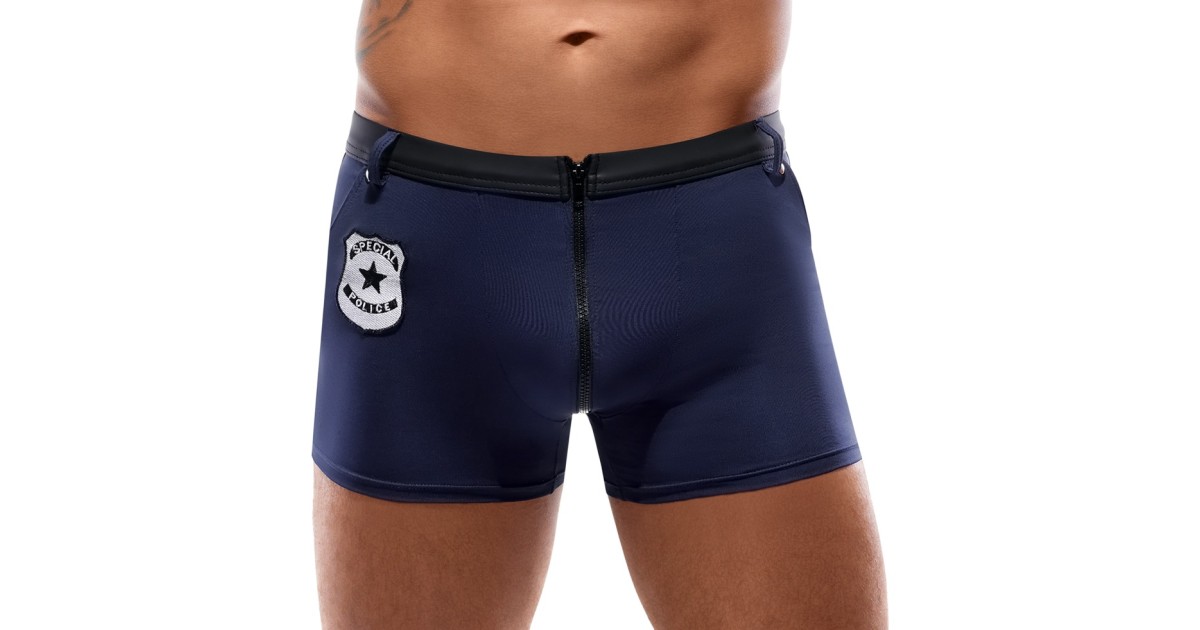 tanga perizomi boxer-Pants Blu con Zip Police-LaChatte.it