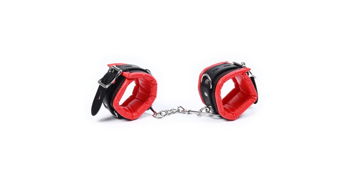 manette e cavigliere-Manette Rosse e Nere in Ecopelle-LaChatte.it