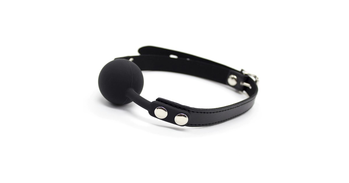 morsi, ball gag-Ball Gag Nera con Cinturino Nero 4 cm-LaChatte.it