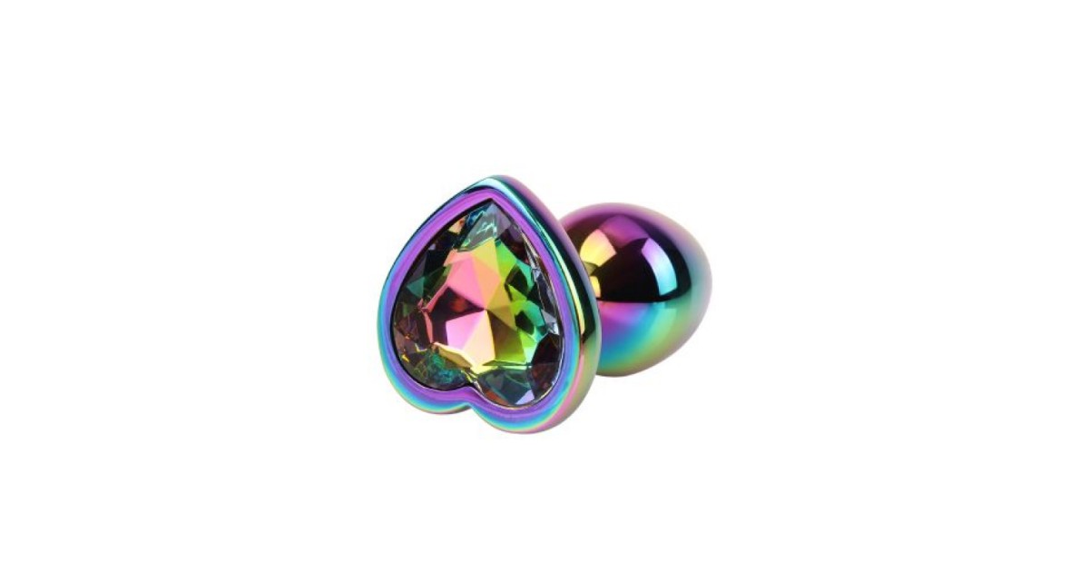 anal bijoux-Rainbow Heart Gem Metal Plug S-LaChatte.it