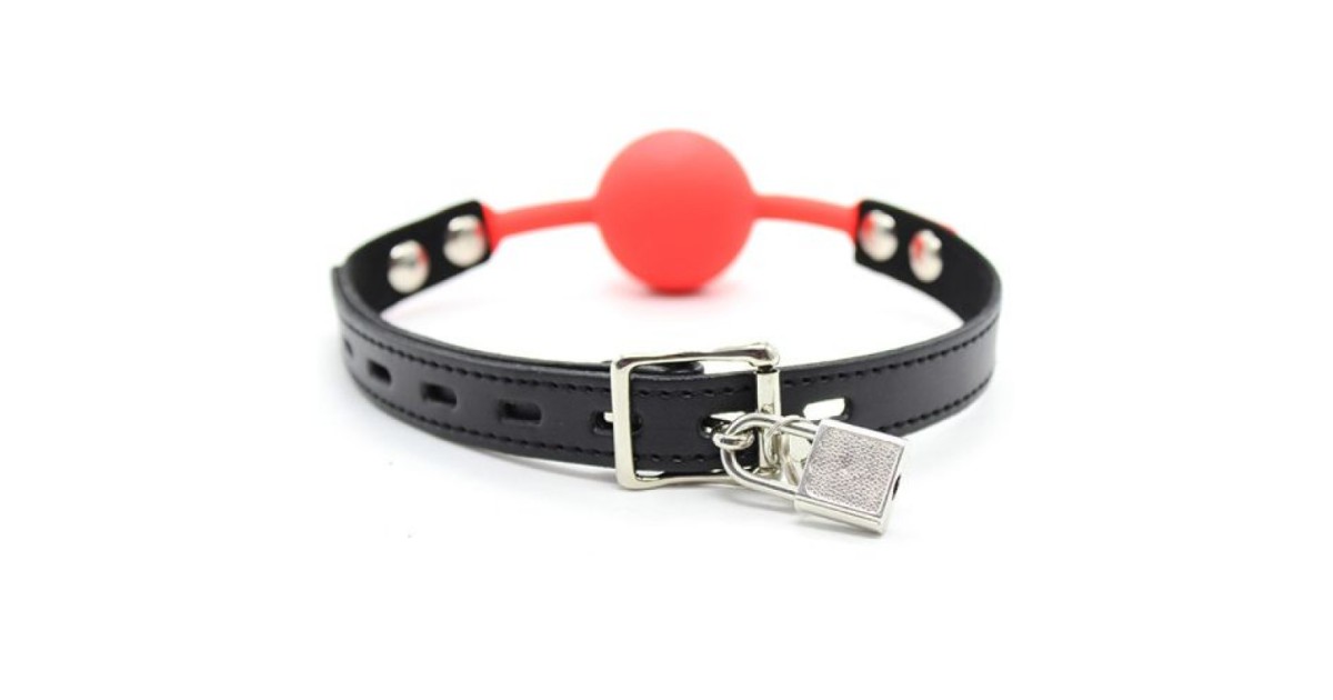 morsi, ball gag-Morso Ball Gag Red con Lucchetto Diametro 4 cm-LaChatte.it