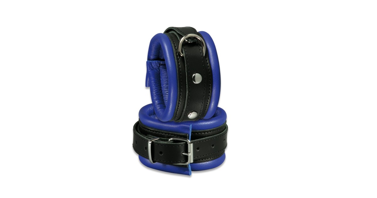 manette e cavigliere-Cavigliere in Pelle Nero - Blu-LaChatte.it