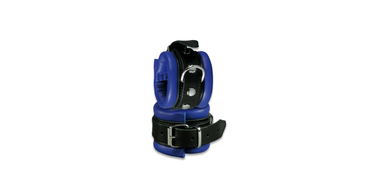manette e cavigliere-Manette in Pelle Nero - Blu-LaChatte.it