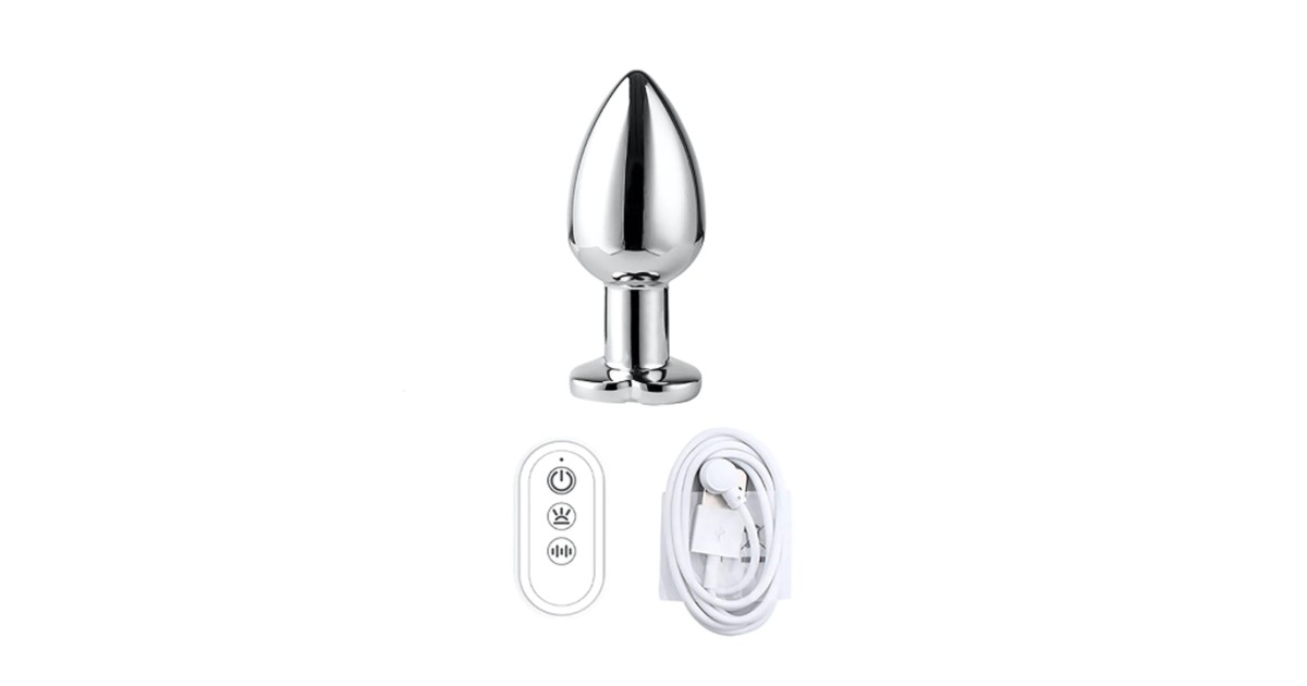 sex toys con app-Heart Base Anal Plug Vibrator + App Silver-LaChatte.it