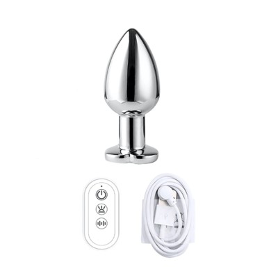 Heart Base Anal Plug Vibrator + App Silver