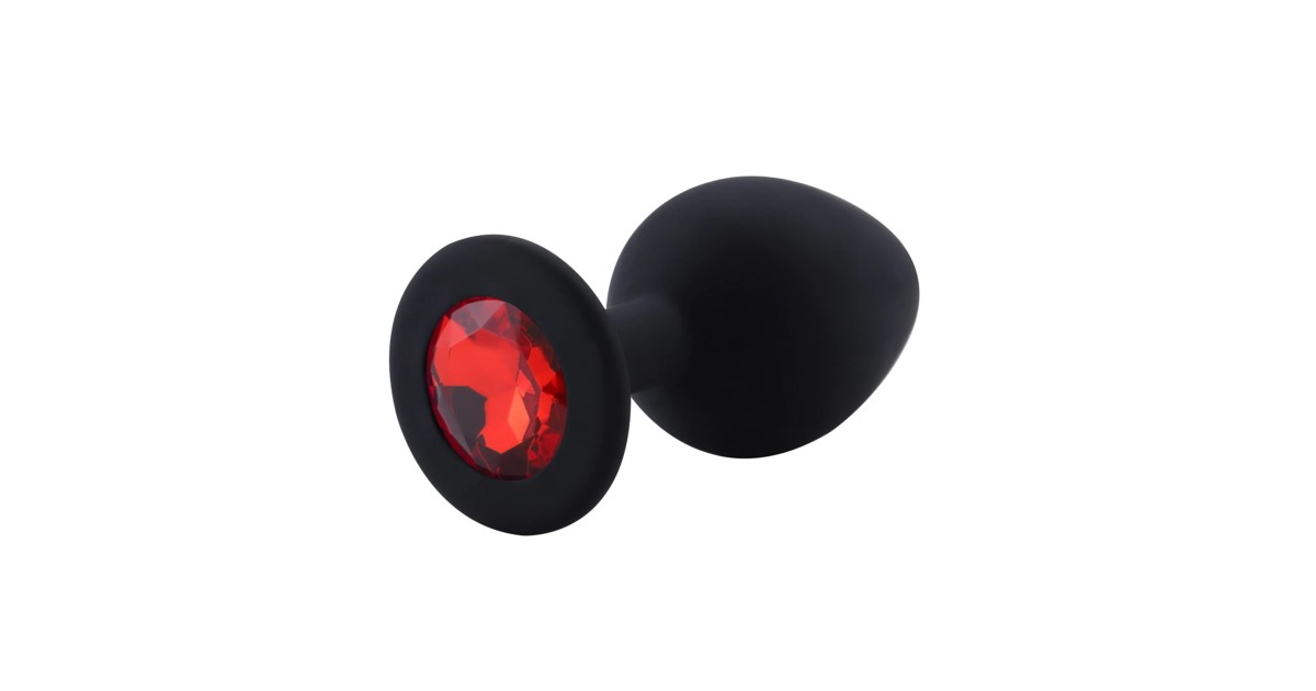 anal bijoux-Rosebud Silicone Anal Plug Black M Red-LaChatte.it