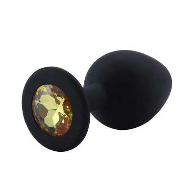 Rosebud Silicone Anal Plug Black M Yellow
