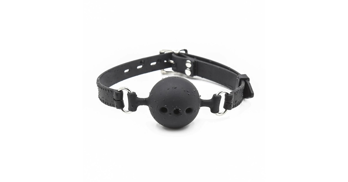 morsi, ball gag-Ball Gag Nera con Cinturino Nero L-LaChatte.it