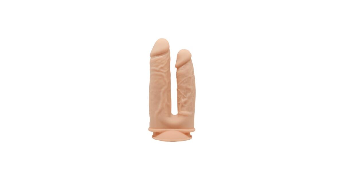 falli doppi-Fallo Doppio Realistico in Silicone Dual Density 19,5 - 17,5 cm Carne-LaChatte.it