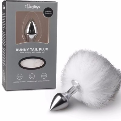 PLUG ANALE CON CODA DI CONIGLIO BIANCO S ARGENTO