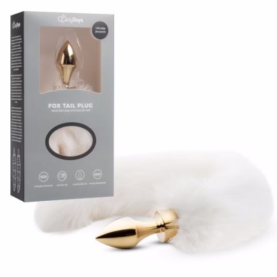 PLUG ANALE CON CODA DI VOLPE BIANCA S ORO