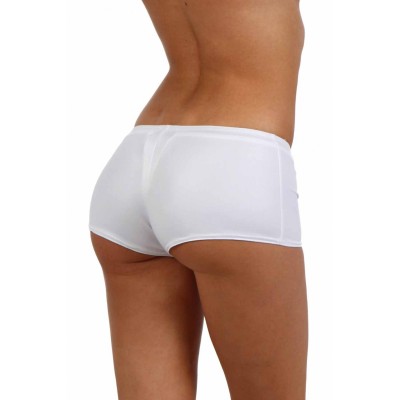 Lacquered Lycra mini shorts with front zip White