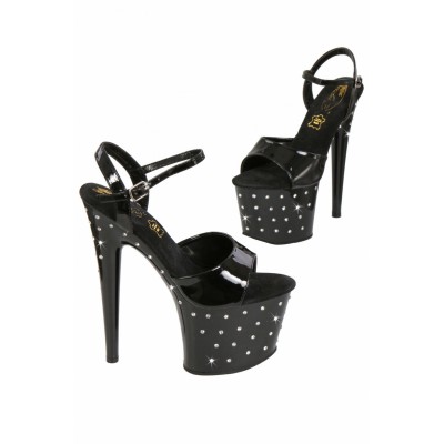 Open Vinyl & rhinestone Pumps