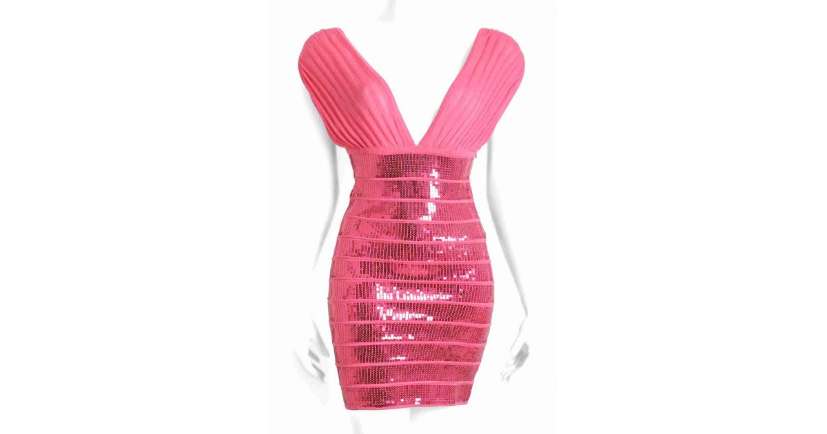 mini abiti seducenti-Sequin Dress Salmon S/M-LaChatte.it