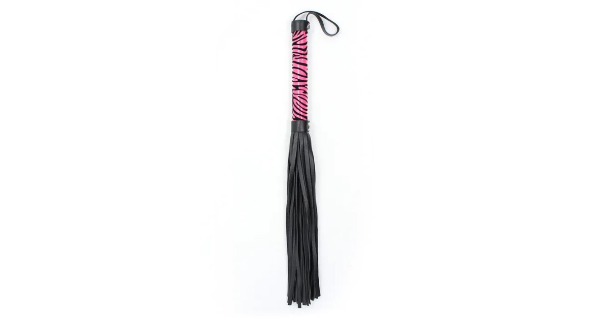 fruste e paddle-Leopard flogger 38cm Black Pink-LaChatte.it