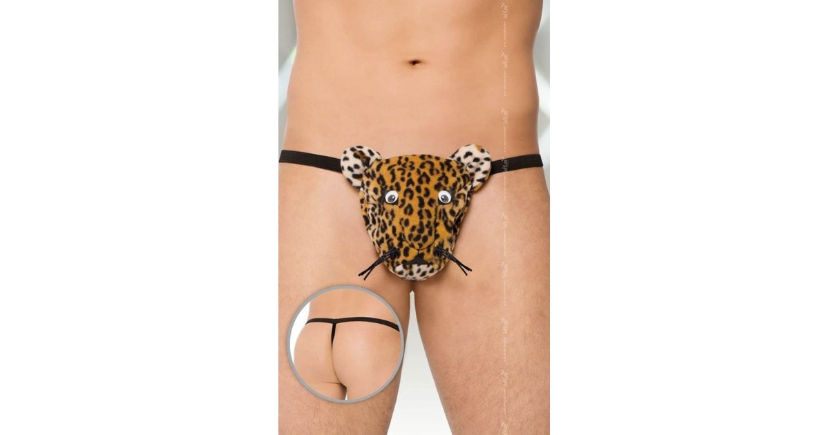 scherzi per lui-Perizoma Scherzoso Ghepardo Nero Taglia Unica-LaChatte.it