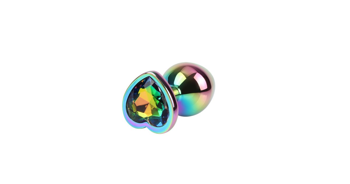anal bijoux-Rainbow Heart Gem Metal Plug M-LaChatte.it