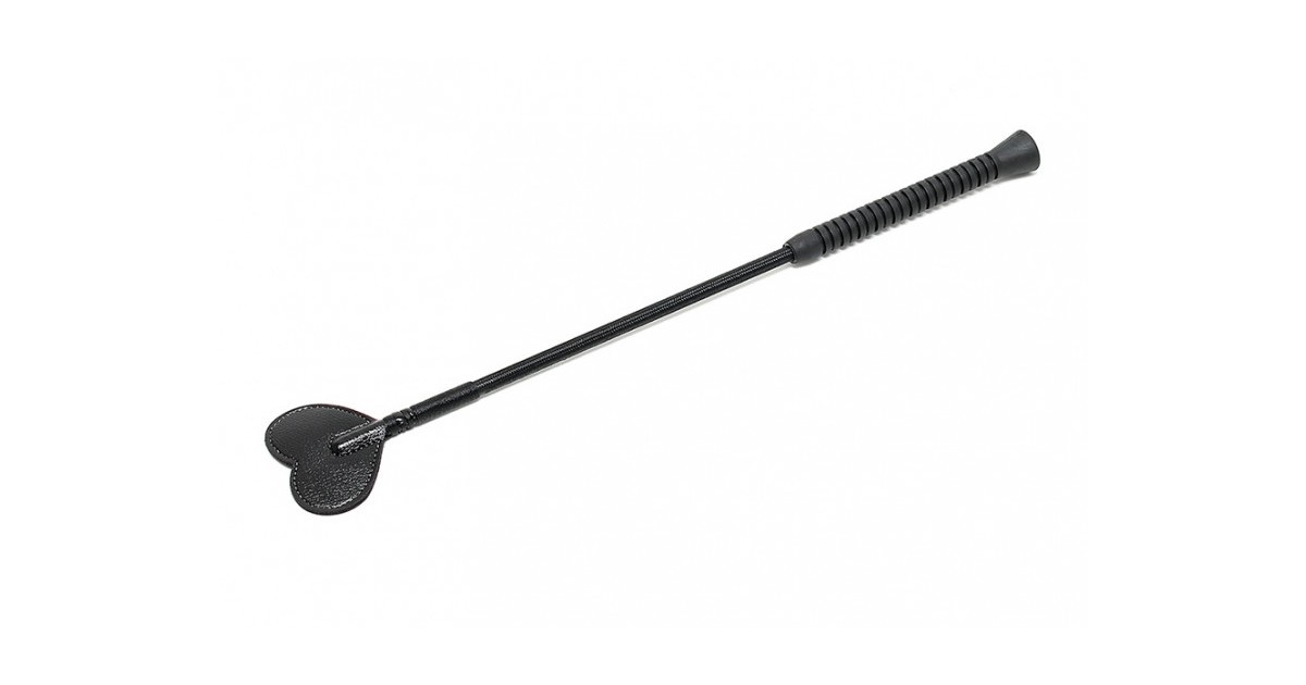 fruste e paddle-Frustino rigido con terminazione in vera pelle a forma cuore Horse whip 50 cm-LaChatte.it