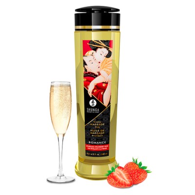 Olio massaggi Shunga ROMANCE fragranza fragola e champagne 240 ML