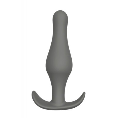 Plug anale grigio in silicone con impugnatura a T 15 cm diametro max 4,3 cm