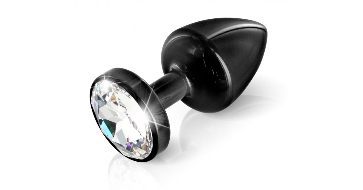 anal bijoux-Plug anale nero in alluminio con Swarovski originale ANNI 8 X 3,5 cm-LaChatte.it