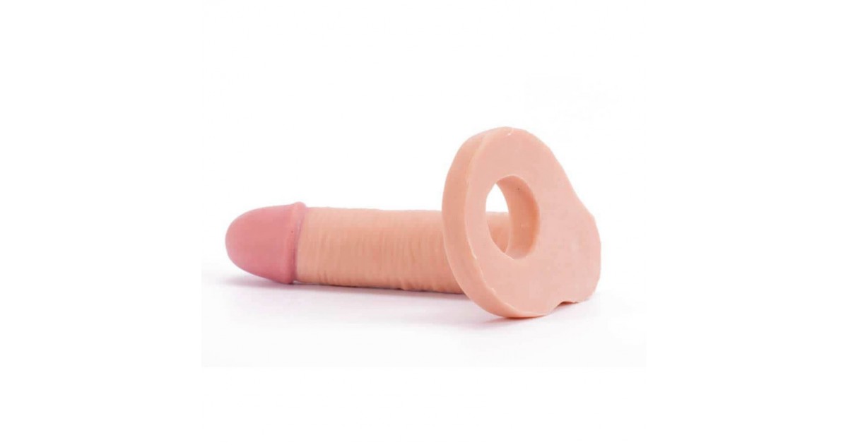 indossabili uomo per doppia penetrazione-Fallo Realistico Ultra Morbido con Anello per Doppia Penetrazione 14 cm-LaChatte.it