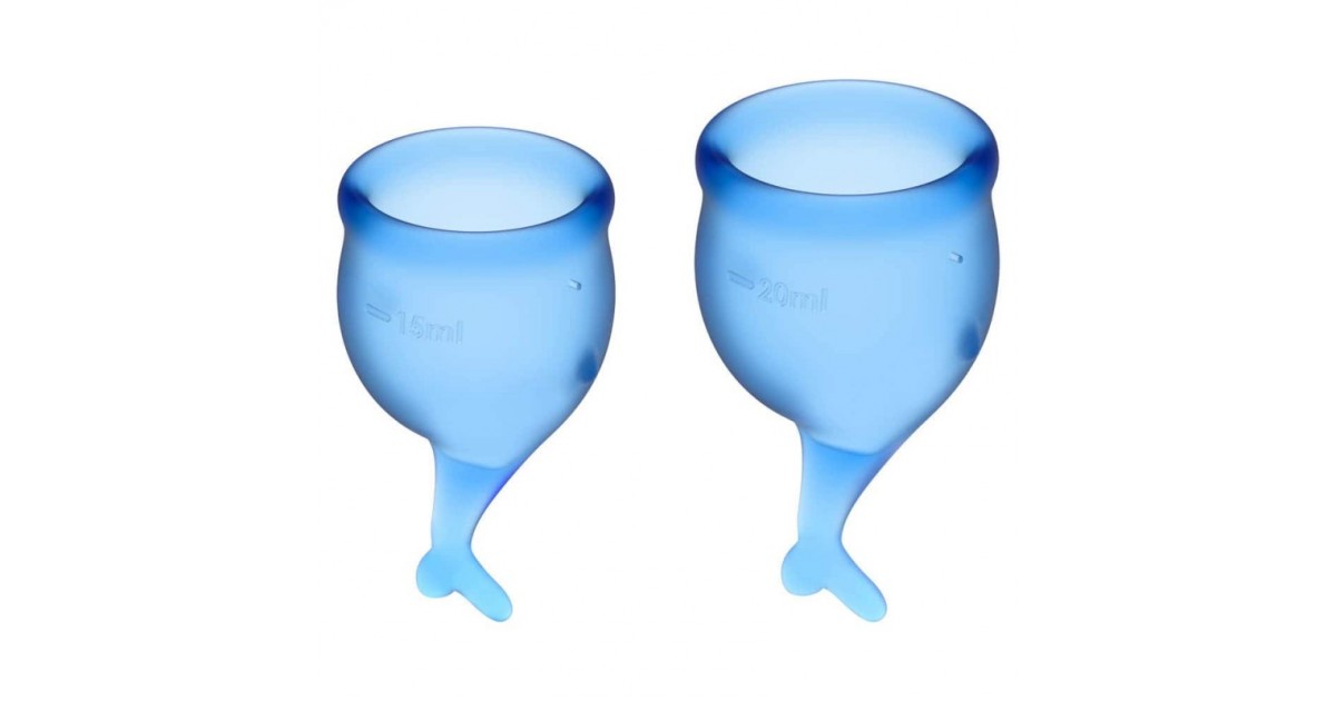  coppette ecologiche-Coppette Mestruali Blu Satisfyer Feel Secure set 2 misure-LaChatte.it