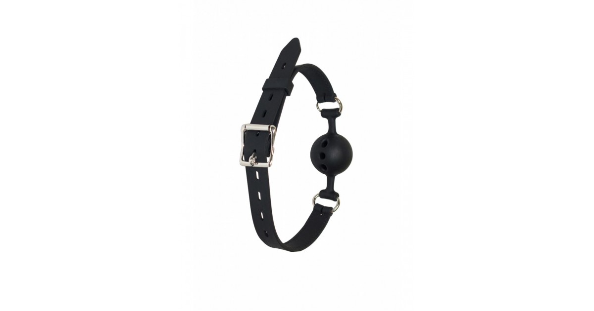morsi, ball gag-Ball Gag Nera con Cinturino Nero 3,5 cm-LaChatte.it