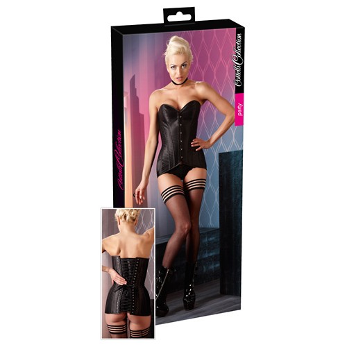 body e corsetti-Corsetto Nero 56 cm con Stecche Laterali e Lacci sul Retro-LaChatte.it