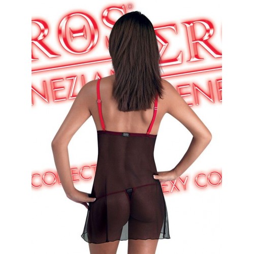babydoll-Babydoll in Pizzo Rosso e Nero-LaChatte.it