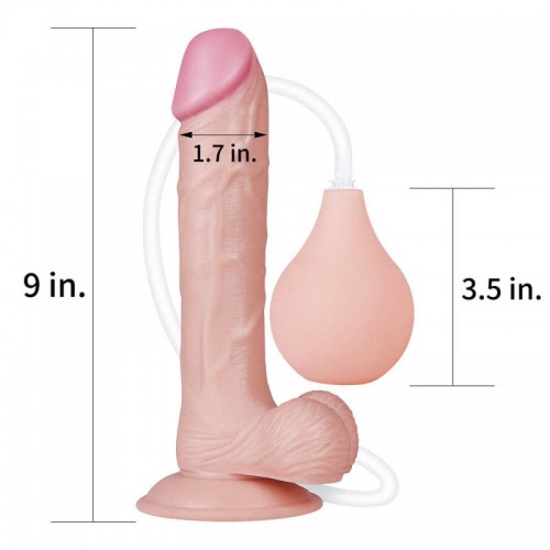 falli eiaculanti-Fallo Eiaculante Realistico con Testicoli e Ventosa Squirt Extreme 23 cm-LaChatte.it