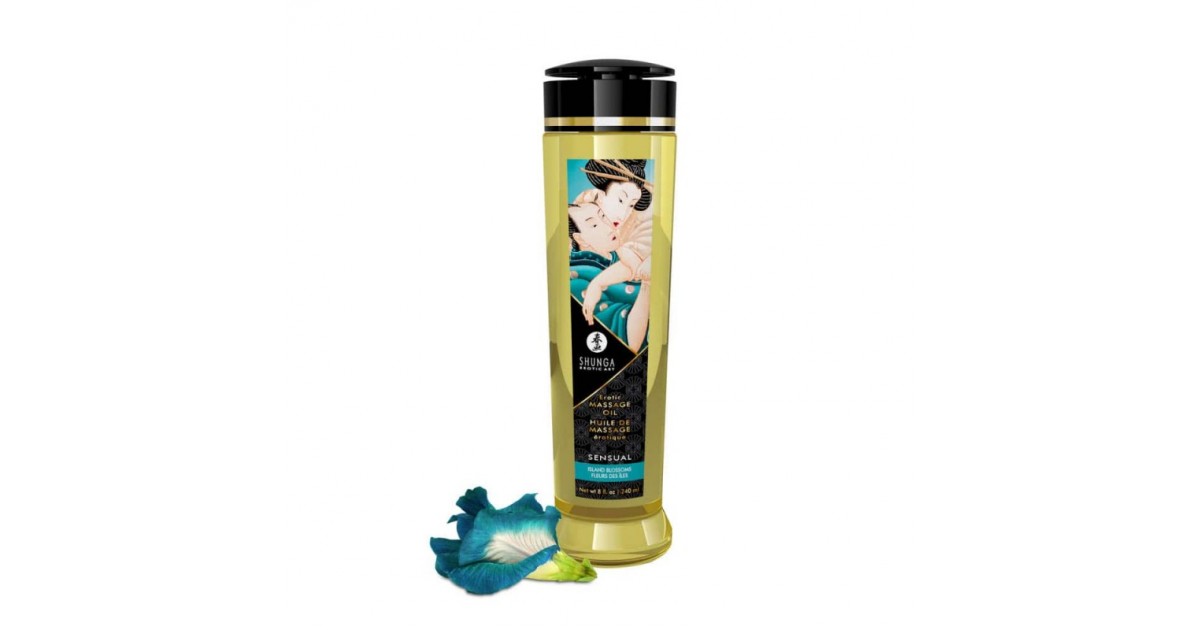 olii per massaggi-Olio massaggi Shunga SENSUAL fragranza floreale Island Blossoms 240 ml-LaChatte.it