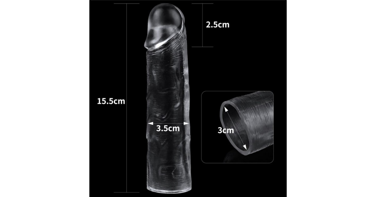 strap-on cavi per uomo-Guaina in Tpe Trasparente 15,5 cm-LaChatte.it