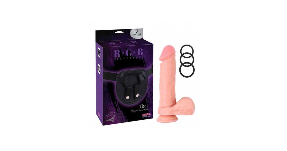 strap-on-Imbracatura Strap-on con Dildo in PVC RGB Kyle Korver 22 cm-LaChatte.it