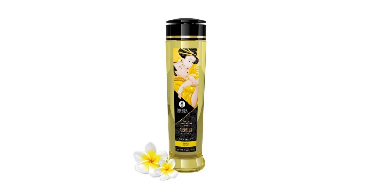 olii per massaggi-Olio massaggi Shunga Serenity 240 ml al monoi-LaChatte.it