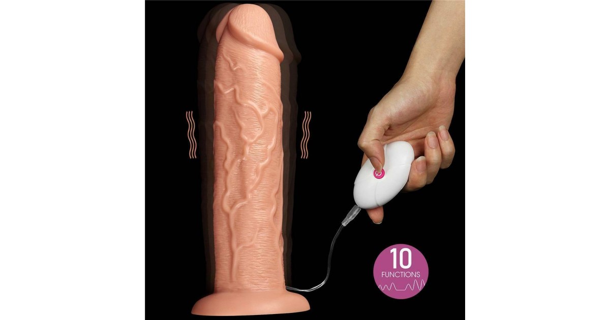 falli grandi - fisting-Realistic Long Vibrating Dildo Flesh 11-LaChatte.it