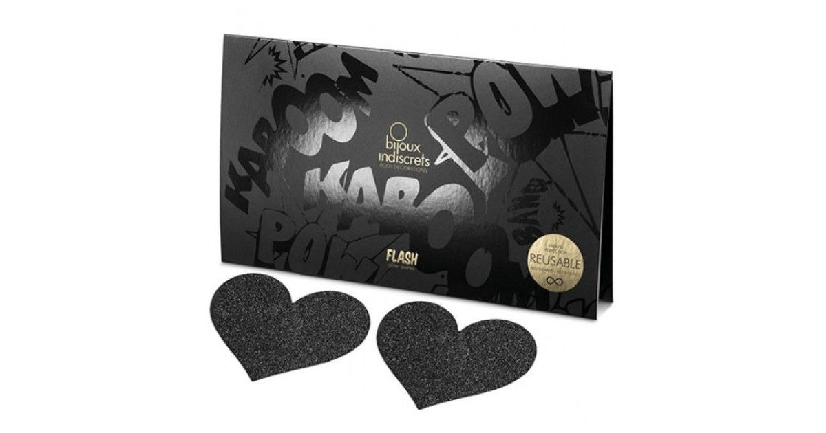 giochi di ruolo e travestimenti-Copricapezzoli Flash Heart Black-LaChatte.it
