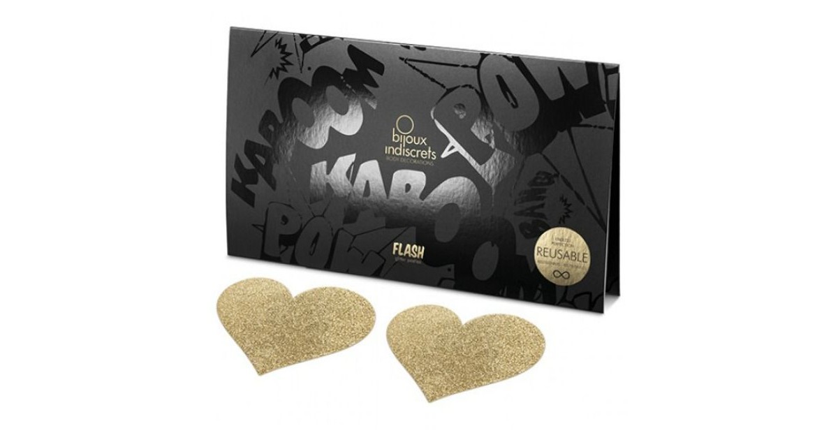 giochi di ruolo e travestimenti-Copricapezzoli Flash Heart Gold-LaChatte.it