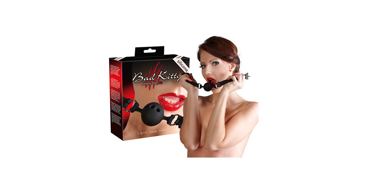 morsi, ball gag-Gag in Silicone con fori  Ø 3.5 cm cinturino regolabile, nero-LaChatte.it