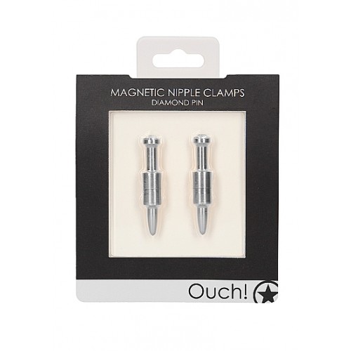 Magnetic Nipple Clamps  Diamond Pin Silver