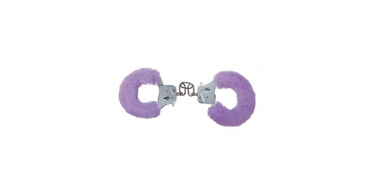 manette con pelo-Manetta in alluminio con chiave ricoperta di pelo sintetico asportabile colore viola-LaChatte.it
