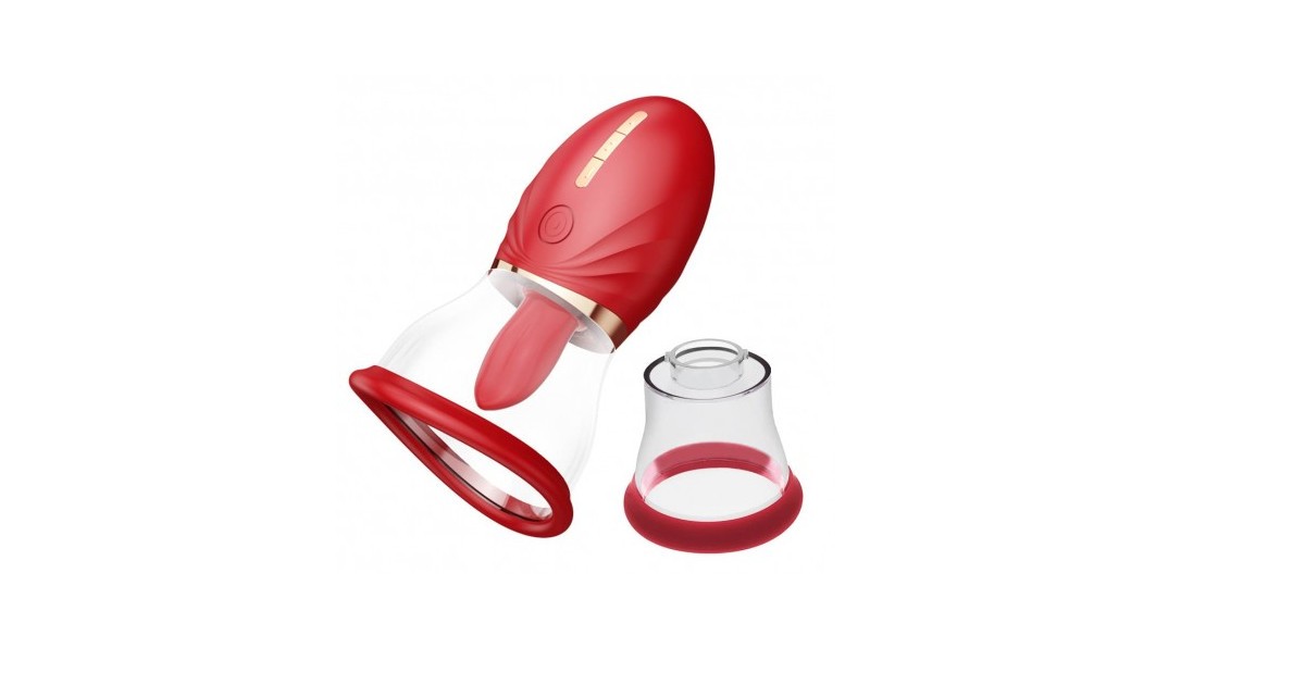 pompe per clitoride e vagina-Adoramor Red automatic vaginal pump with tongue-LaChatte.it
