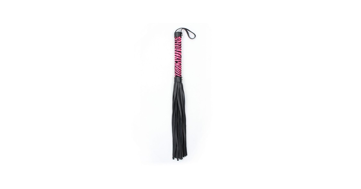 fruste e paddle-Leopard Flogger con Manico Rosa-Nero 39 cm-LaChatte.it